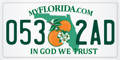 FL license plate 0532AD