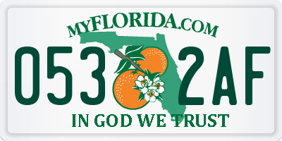 FL license plate 0532AF