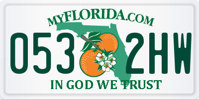 FL license plate 0532HW