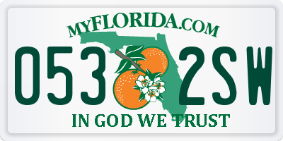 FL license plate 0532SW