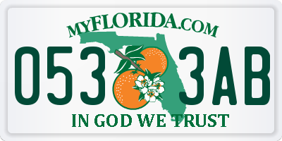FL license plate 0533AB