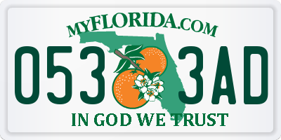FL license plate 0533AD