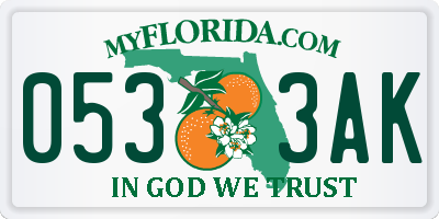 FL license plate 0533AK