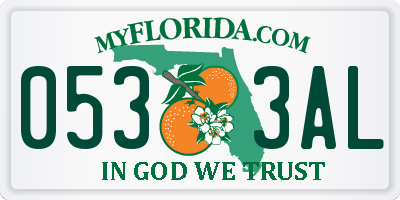 FL license plate 0533AL