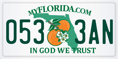 FL license plate 0533AN