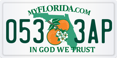 FL license plate 0533AP