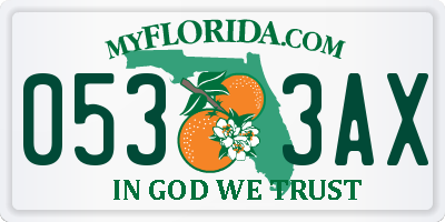 FL license plate 0533AX