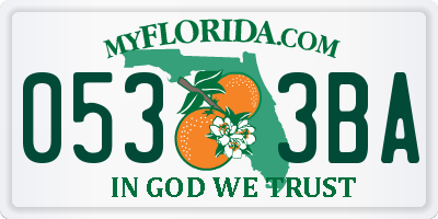 FL license plate 0533BA