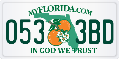 FL license plate 0533BD