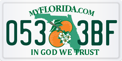 FL license plate 0533BF