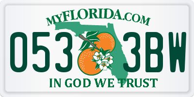 FL license plate 0533BW