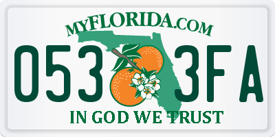 FL license plate 0533FA