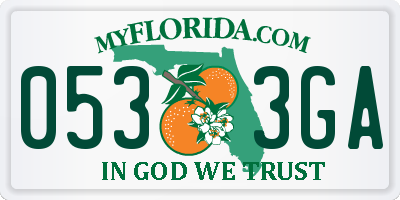 FL license plate 0533GA