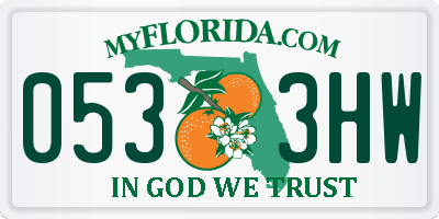 FL license plate 0533HW