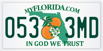 FL license plate 0533MD