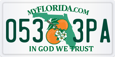 FL license plate 0533PA