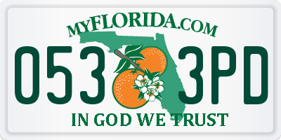 FL license plate 0533PD