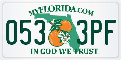 FL license plate 0533PF