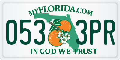 FL license plate 0533PR