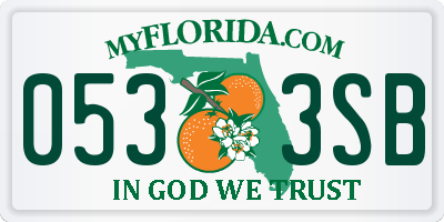 FL license plate 0533SB