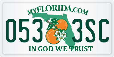 FL license plate 0533SC