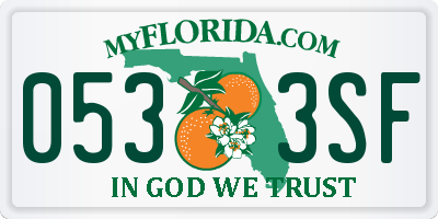 FL license plate 0533SF