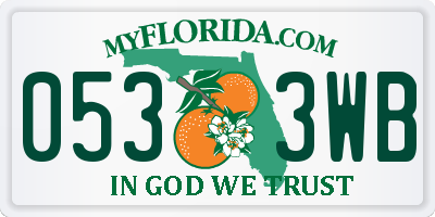 FL license plate 0533WB