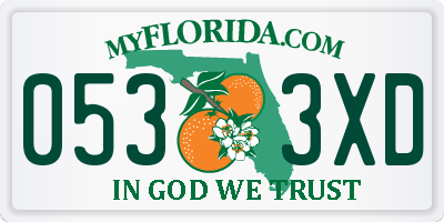 FL license plate 0533XD