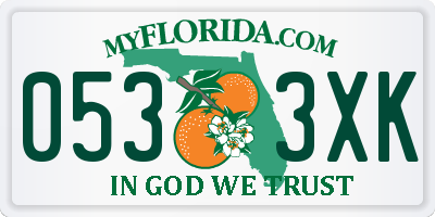FL license plate 0533XK