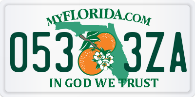 FL license plate 0533ZA