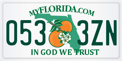 FL license plate 0533ZN