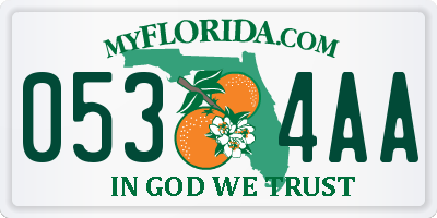 FL license plate 0534AA