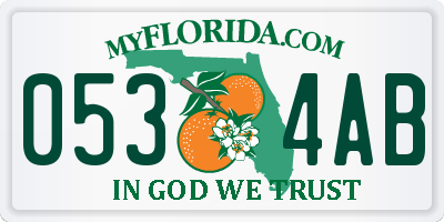 FL license plate 0534AB