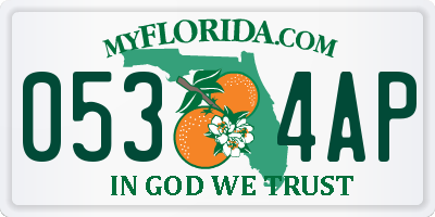 FL license plate 0534AP