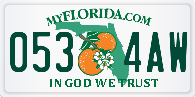 FL license plate 0534AW