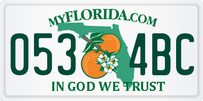 FL license plate 0534BC