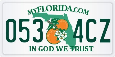 FL license plate 0534CZ