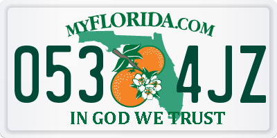 FL license plate 0534JZ
