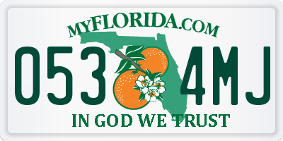 FL license plate 0534MJ