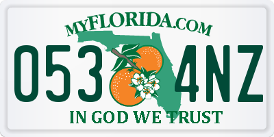 FL license plate 0534NZ