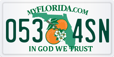 FL license plate 0534SN