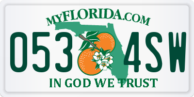FL license plate 0534SW