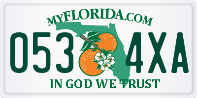 FL license plate 0534XA