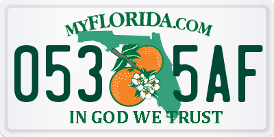 FL license plate 0535AF