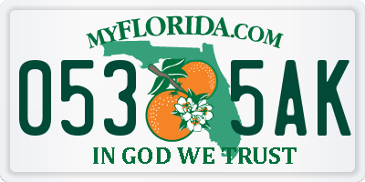 FL license plate 0535AK