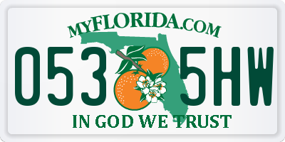 FL license plate 0535HW