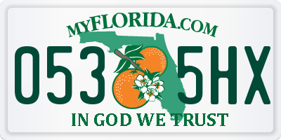 FL license plate 0535HX