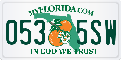 FL license plate 0535SW