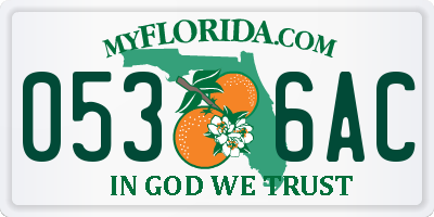 FL license plate 0536AC