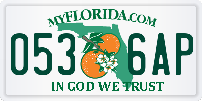 FL license plate 0536AP